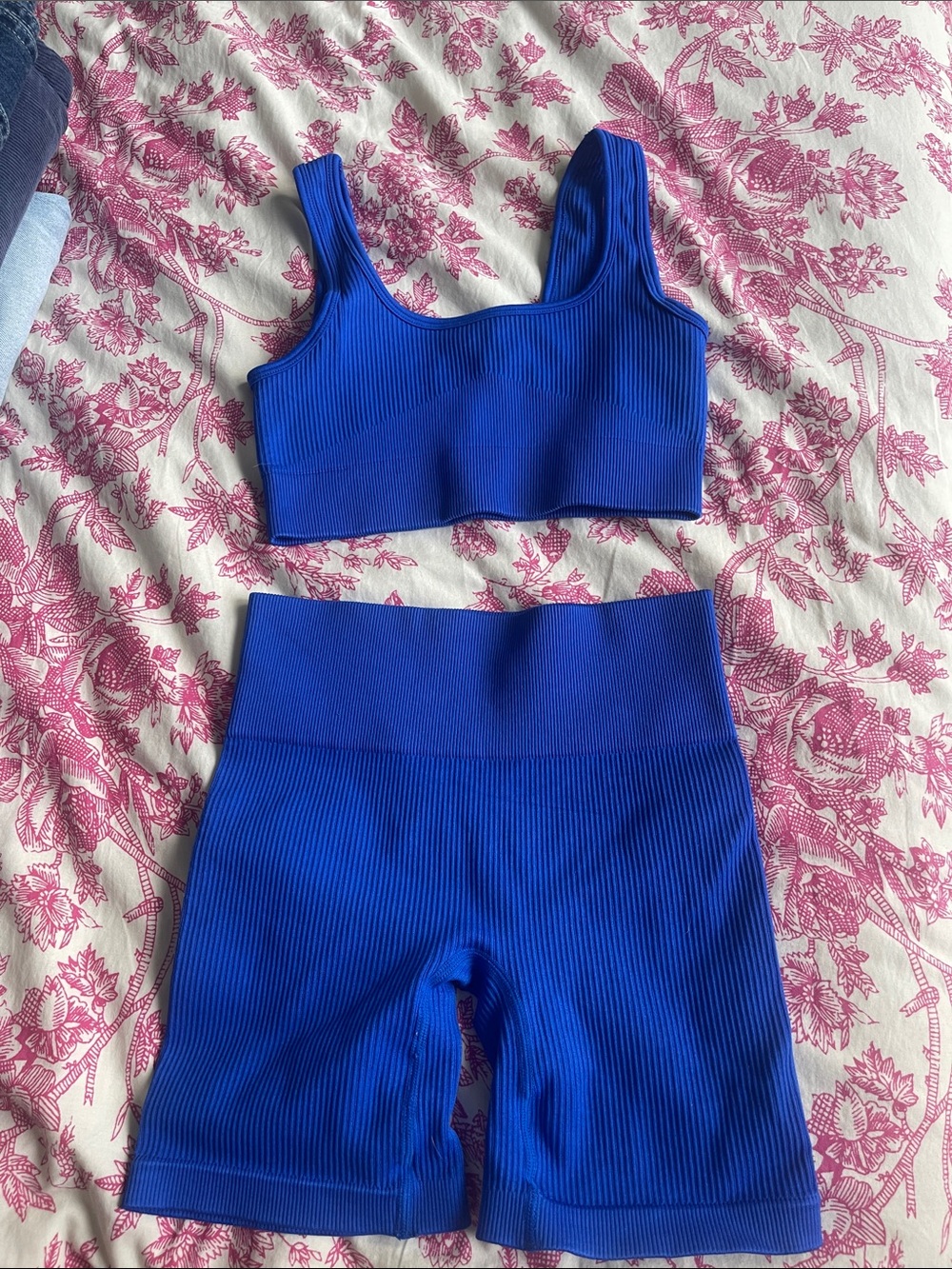 Ribbed Two-Piece Active Set in Royal Blue